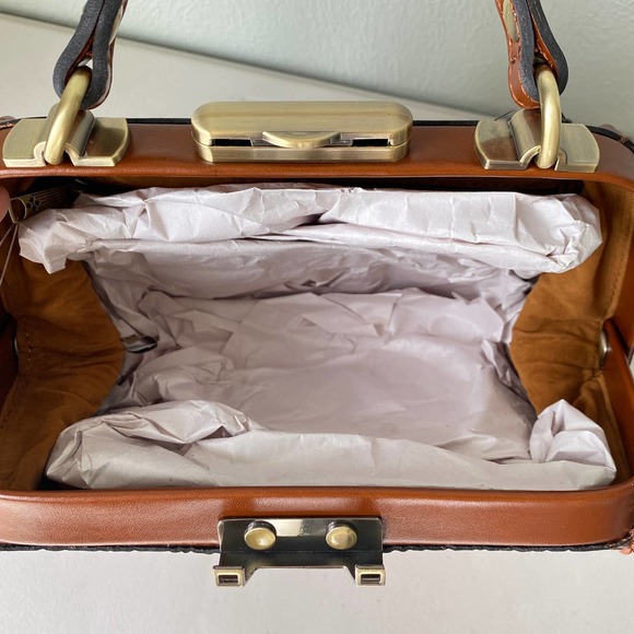 NWT Patricia Nash Gracchi Florence Tooled Leather Frame Satchel Brown P38407 - Picture 8 of 15